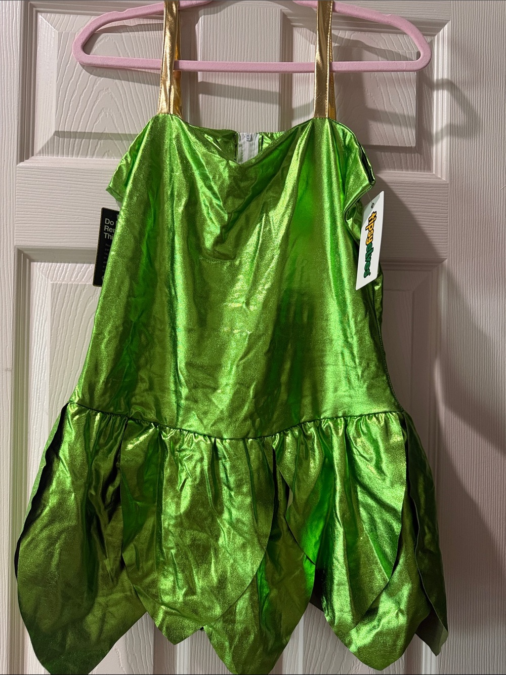 Tipsy Elves Metallic Green Petal Costume with Gold Straps